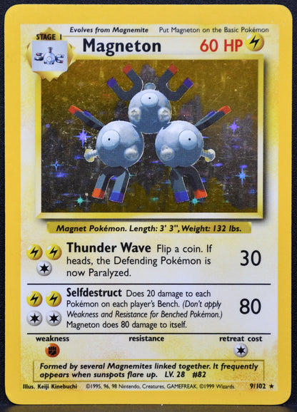 Pokemon TCG Magneton 9/102 Base Set Holofoil MP