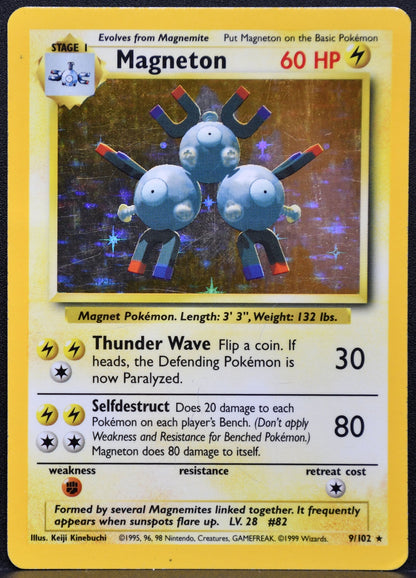 Pokemon TCG Magneton 9/102 Base Set Holofoil HP
