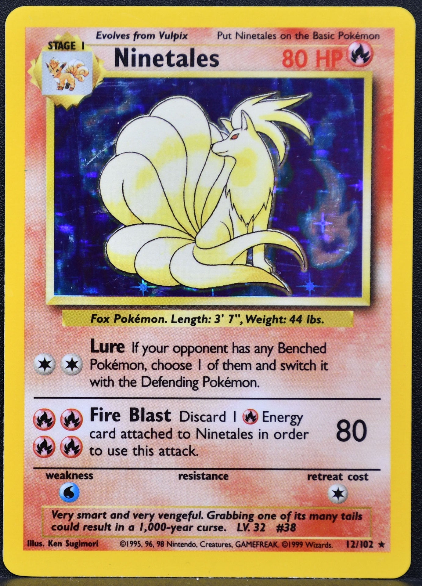 Pokemon TCG Ninetales 12/102 Base Set Holofoil MP