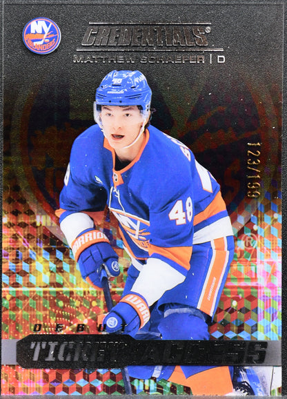 2025-26 UD Credentials Matthew Schaefer Acetate Debut Ticket Access RC #/199