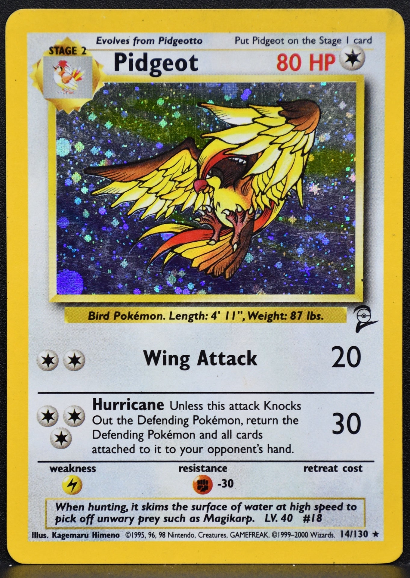 Pokemon TCG Pidgeot 14/130 Base Set 2 Holofoil MP