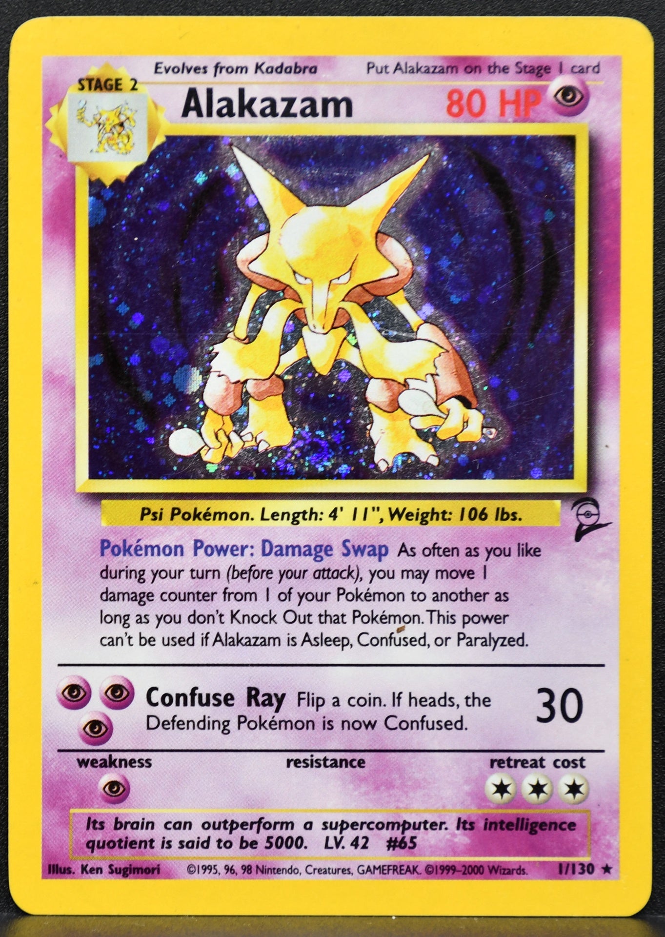 Pokemon TCG Alakazam 11/130 Base Set 2 Holofoil HP