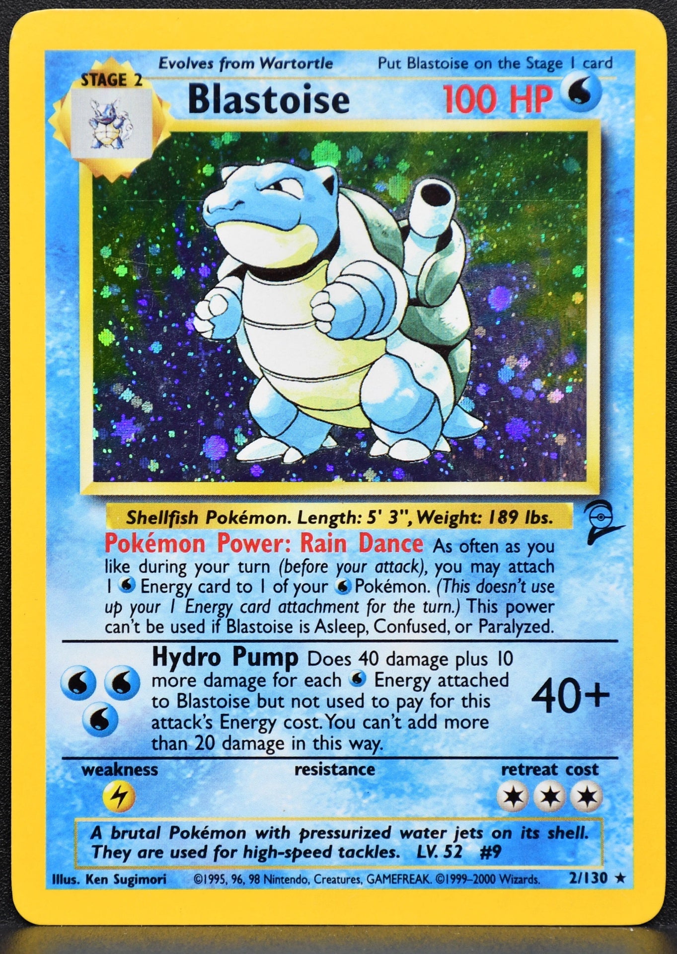 Pokemon TCG Blastoise 2/130 Base Set 2 Holofoil MP
