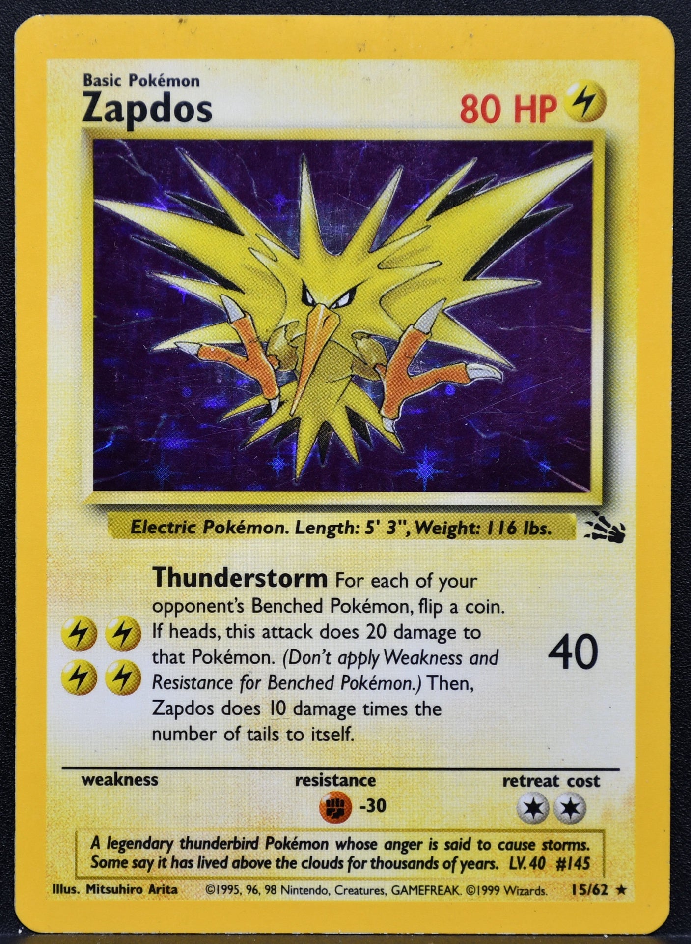 Pokemon TCG Zapdos 15/62 Fossil Holofoil HP