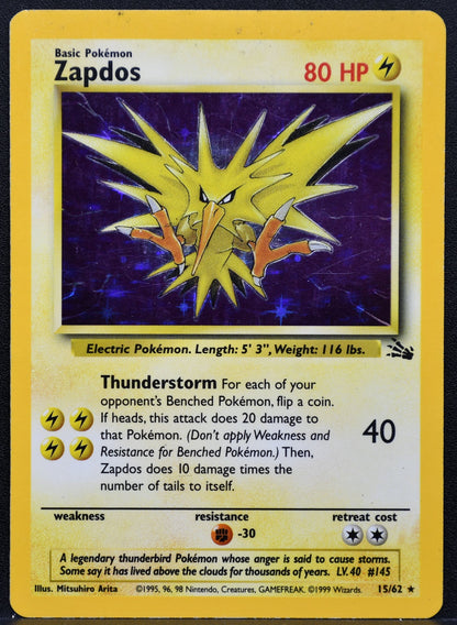 Pokemon TCG Zapdos 15/62 Fossil Holofoil HP