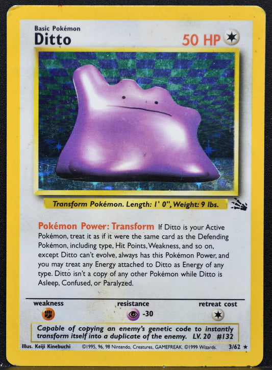 Pokemon TCG Ditto 3/62 Fossil Holofoil Damaged
