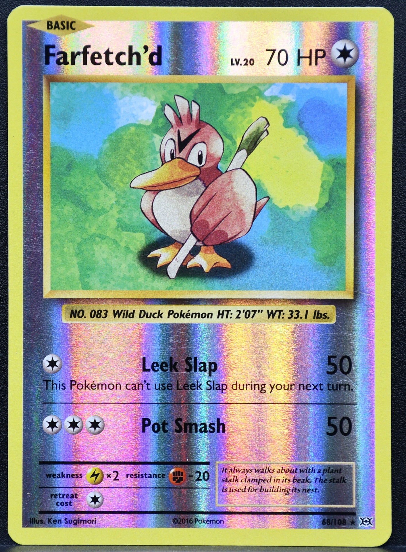 Pokemon TCG Farfetch'd 68/108 XY Evolutions Reverse Holofoil HP