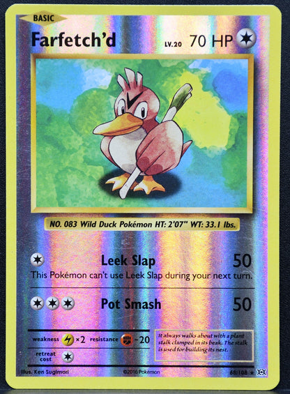 Pokemon TCG Farfetch'd 68/108 XY Evolutions Reverse Holofoil HP