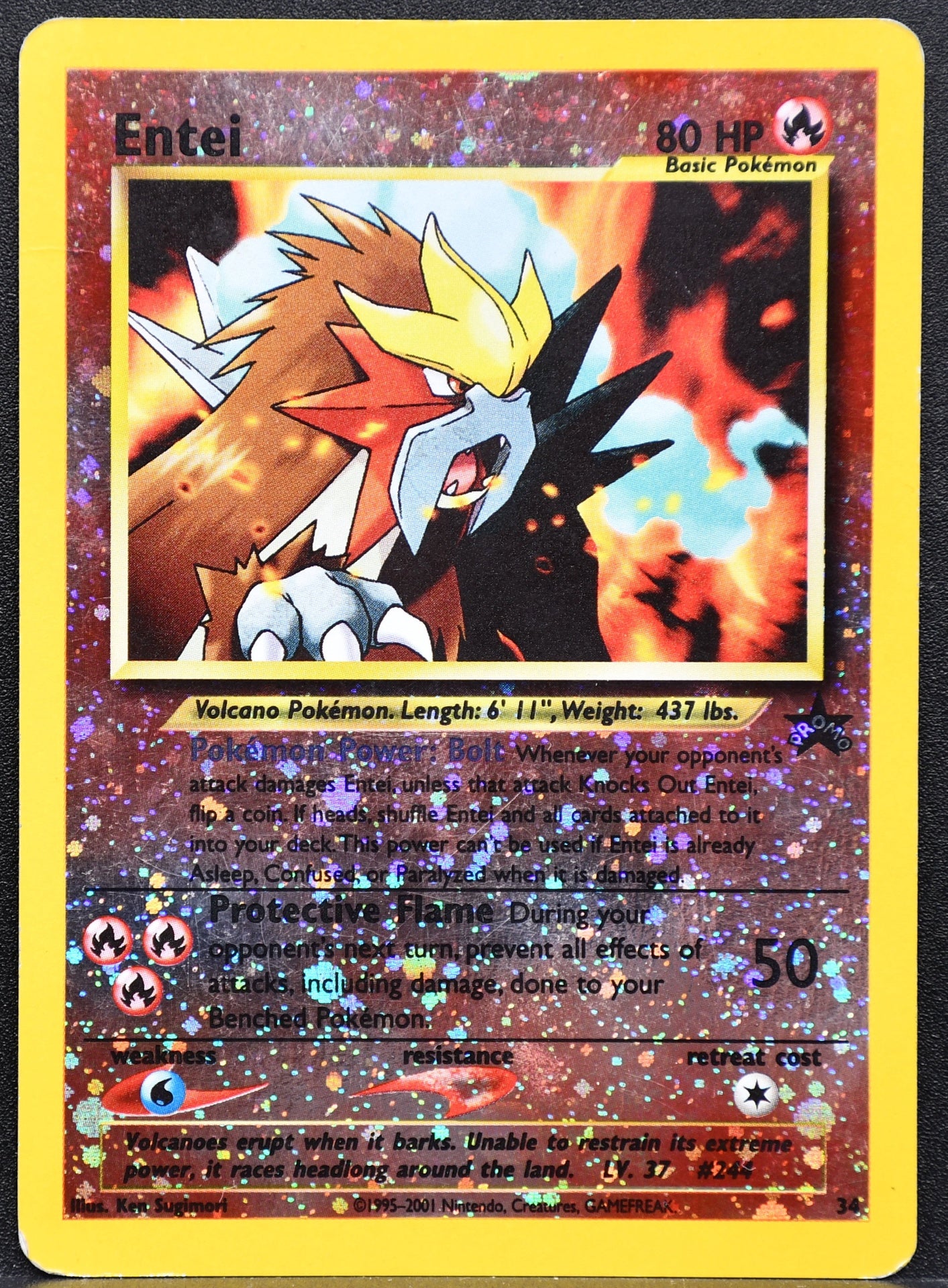 Pokemon TCG Entei 34 Spell of Unown Promo Reverse Holofoil Damaged