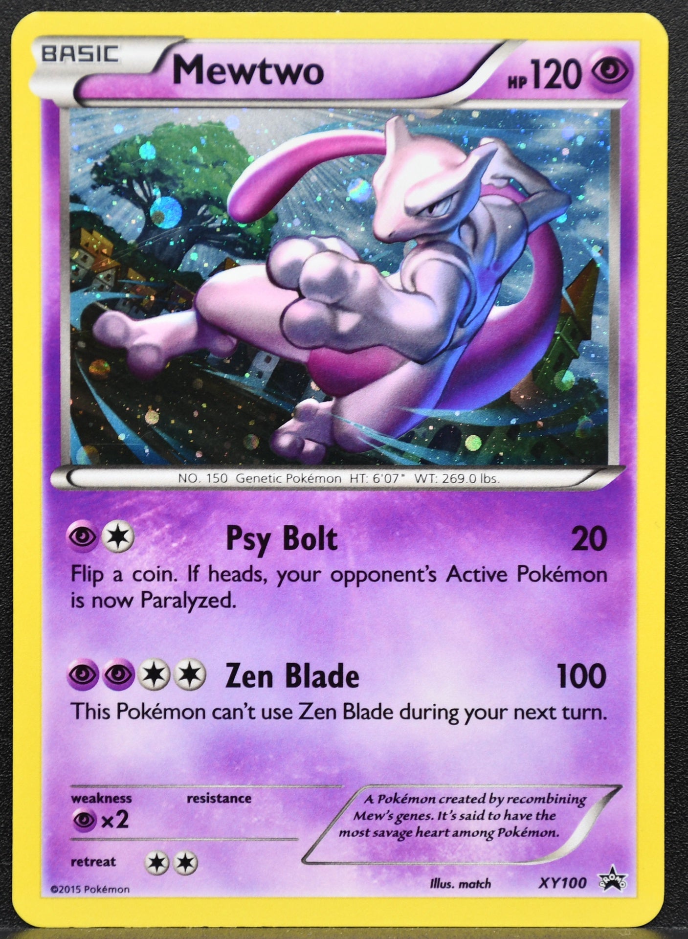Pokemon TCG Mewtwo XY100 XY Promo Holofoil Damaged
