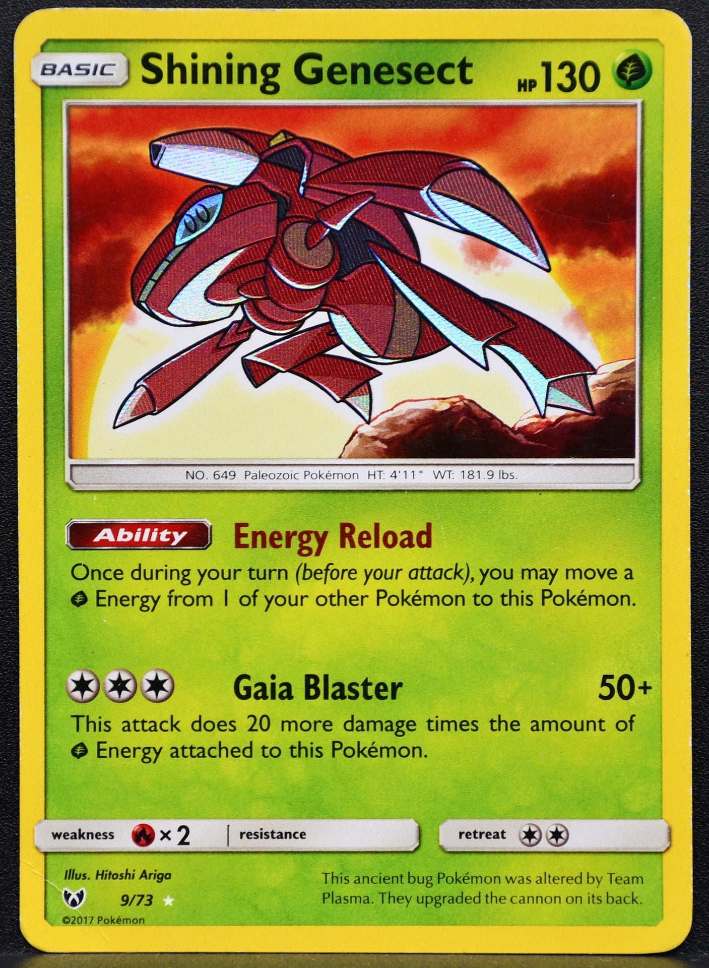 Pokemon TCG Shining Genesect 9/73 Shining Legends Holofoil Damaged