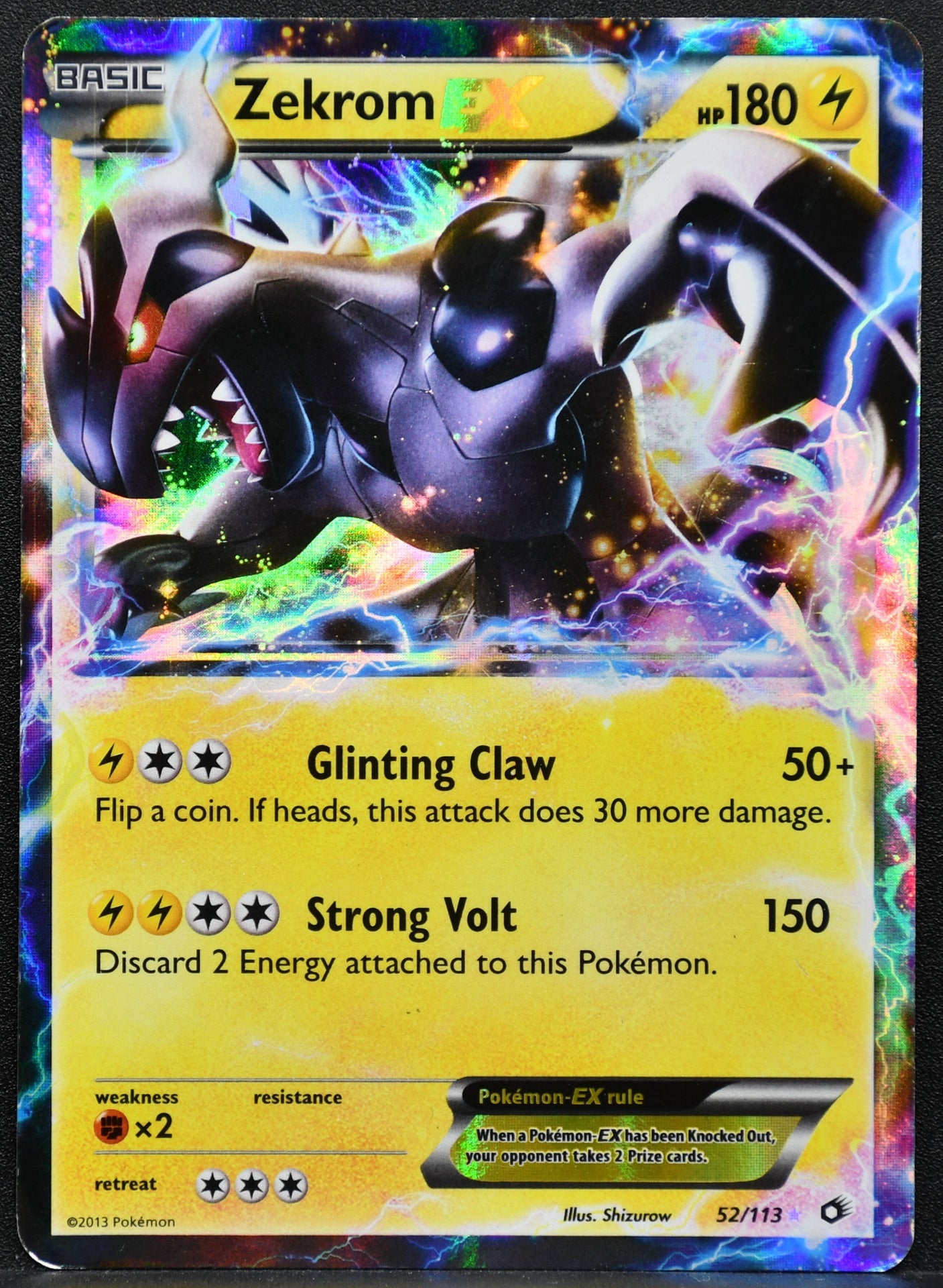 Pokemon TCG Zekrom EX 52/113 Legendary Treasures Damaged