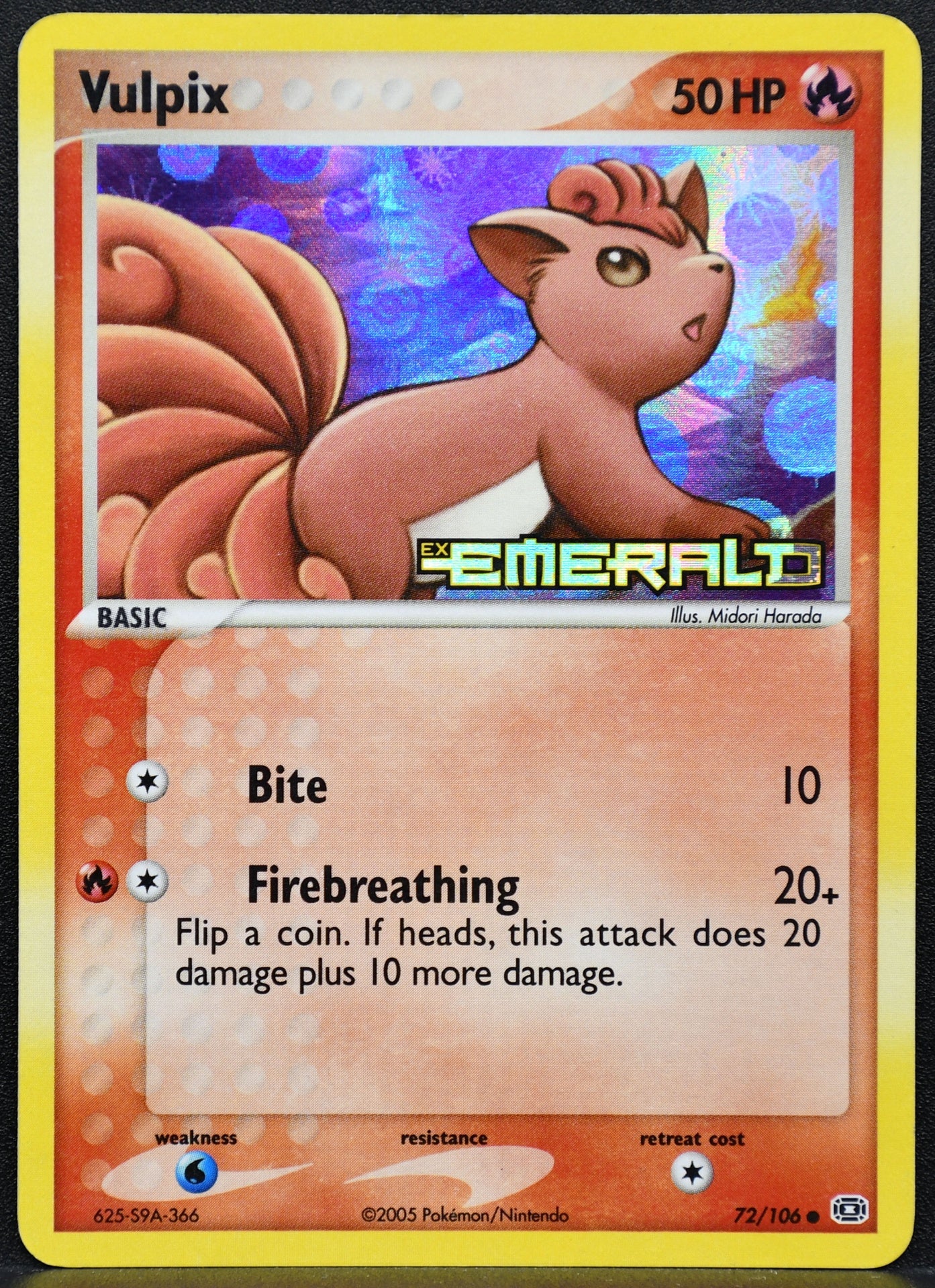 Pokemon TCG Vulpix 72/106 EX Emerald Holofoil Stamped MP