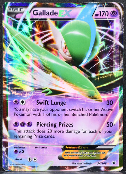 Pokemon TCG Gallade EX 34/108 XY Roaring Skies Damaged