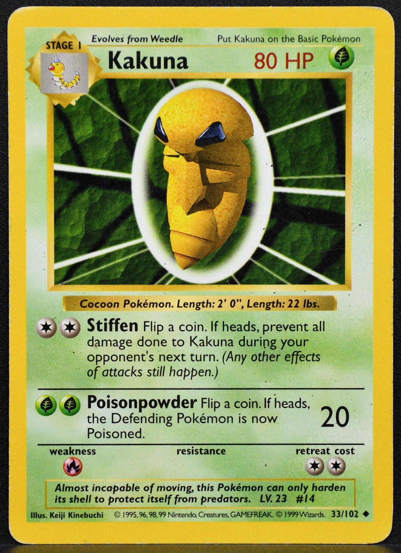 Pokemon TCG Kakuna 33/102 Base Set Shadowless Damaged