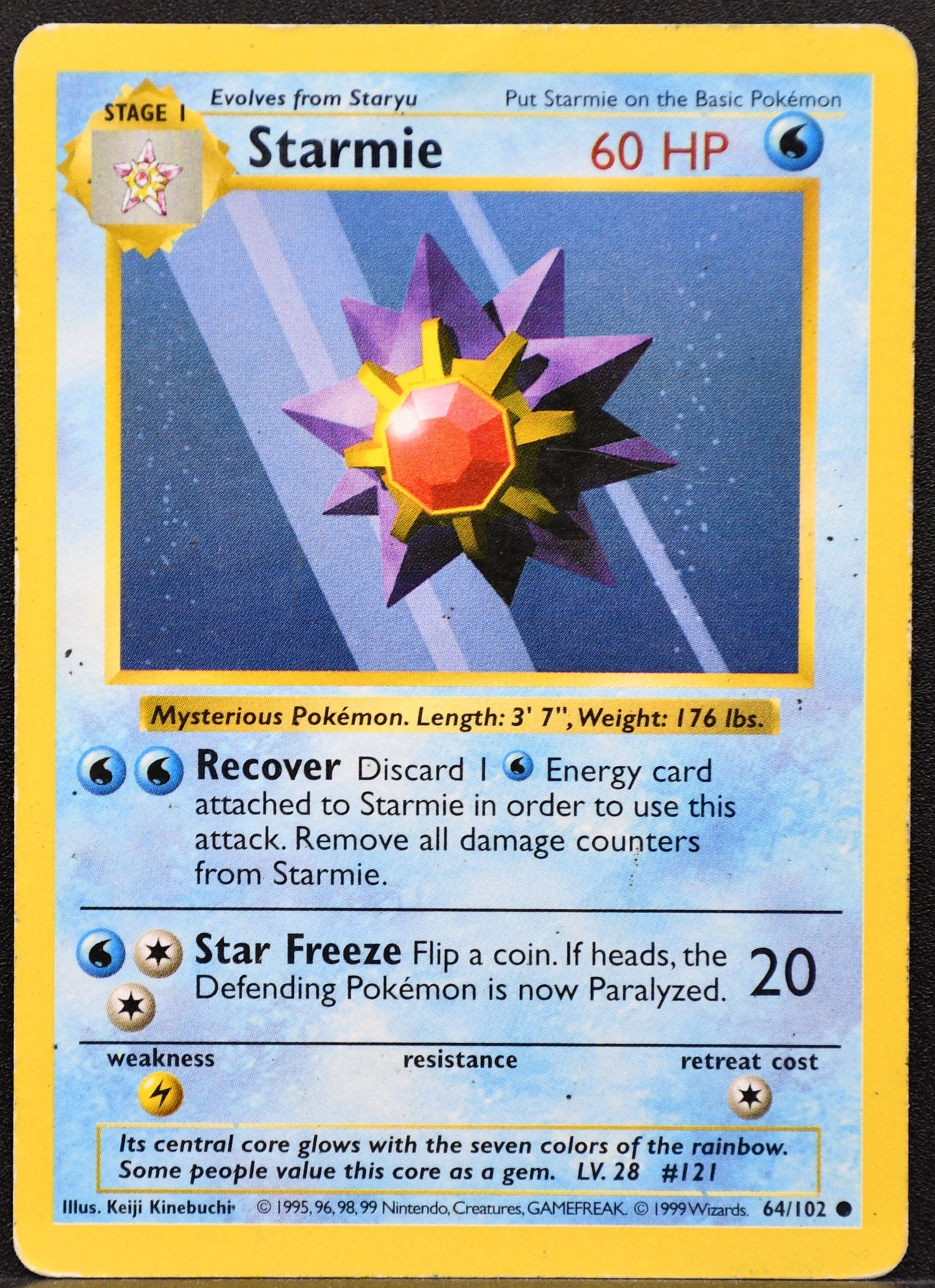 Pokemon TCG Starmie 64/102 Base Set Shadowless Damaged