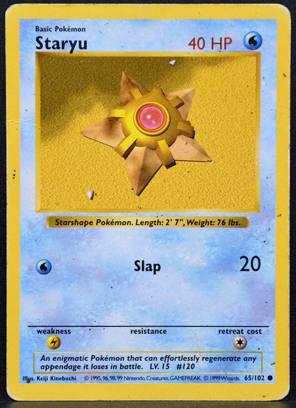 Pokemon TCG Staryu 65/102 Base Set Shadowless Damaged