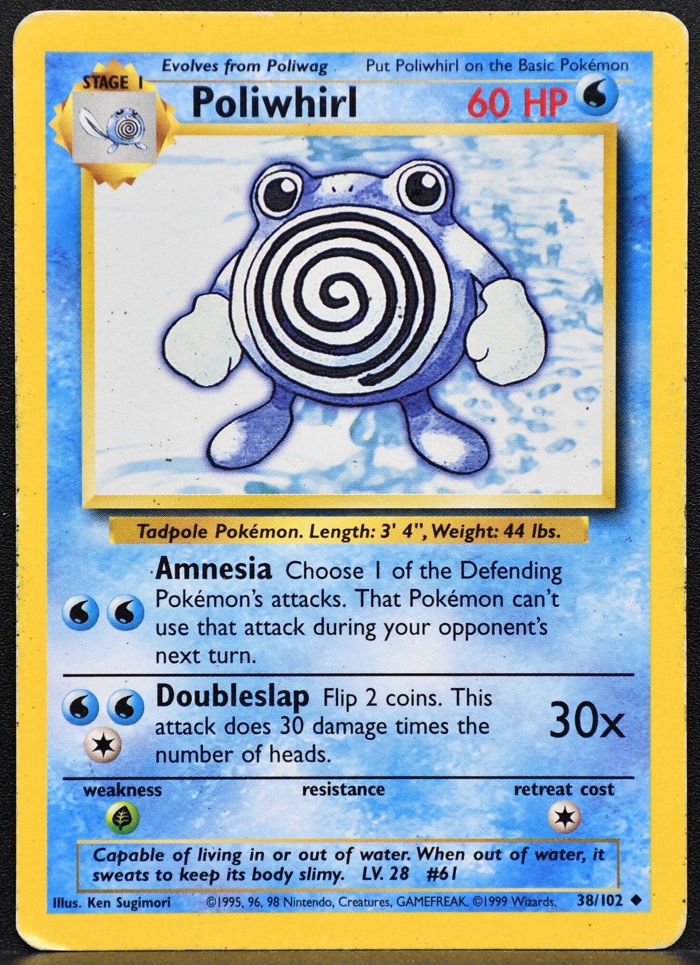 Pokemon TCG Poliwhirl 38/102 Base Set Damaged