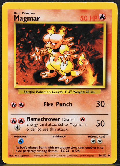 Pokemon TCG Magmar 36/102 Base Set HP