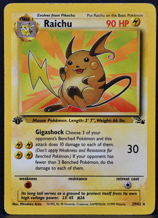 Pokemon TCG Raichu 1st Edition 29/62 Fossil HP