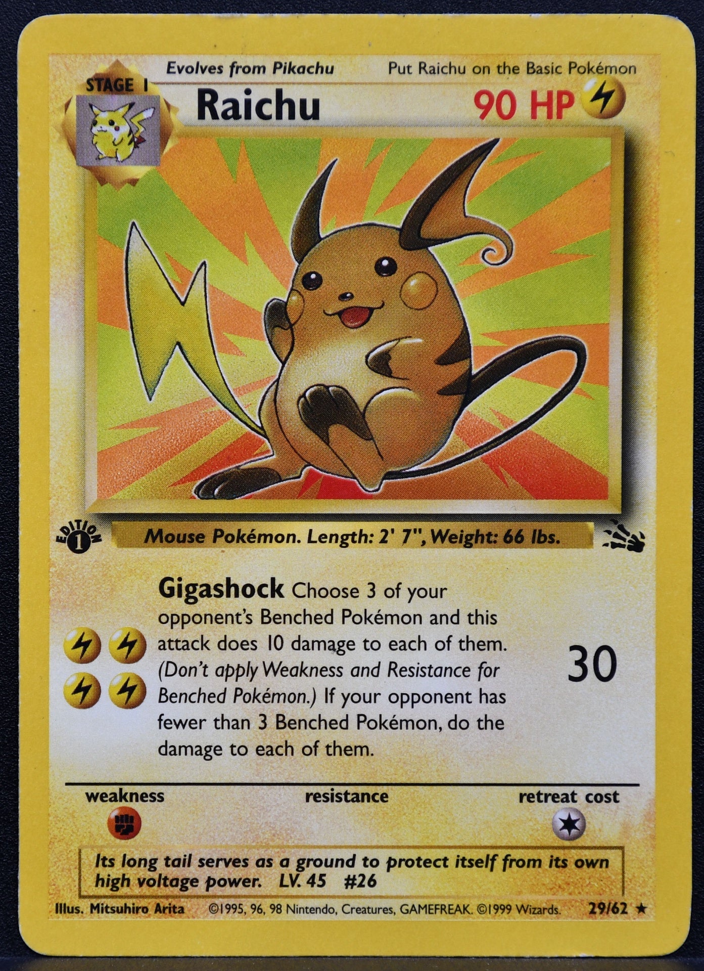 Pokemon TCG Raichu 1st Edition 29/62 Fossil HP