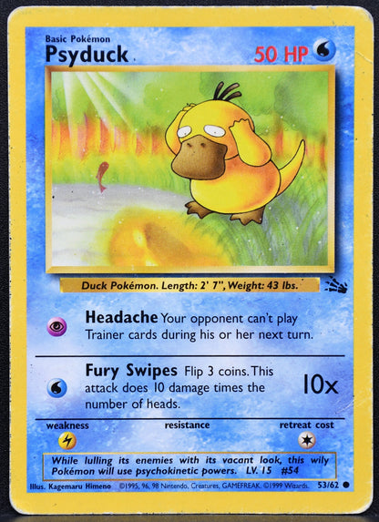 Pokemon TCG Psyduck 53/62 Fossil Damaged