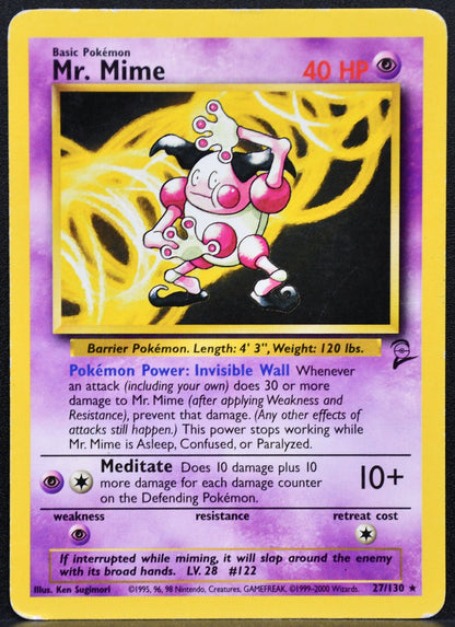 Pokemon TCG Mr. Mime 27/130 Base Set 2 Damaged