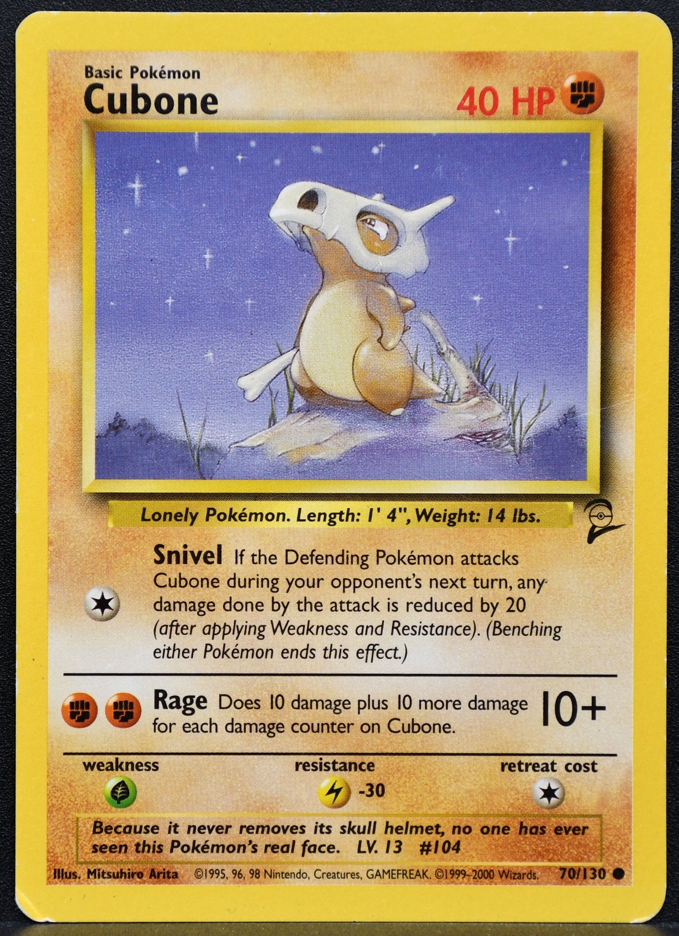 Pokemon TCG Cubone 70/130 Base Set 2 Damaged