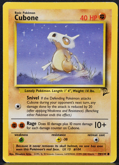 Pokemon TCG Cubone 70/130 Base Set 2 Damaged