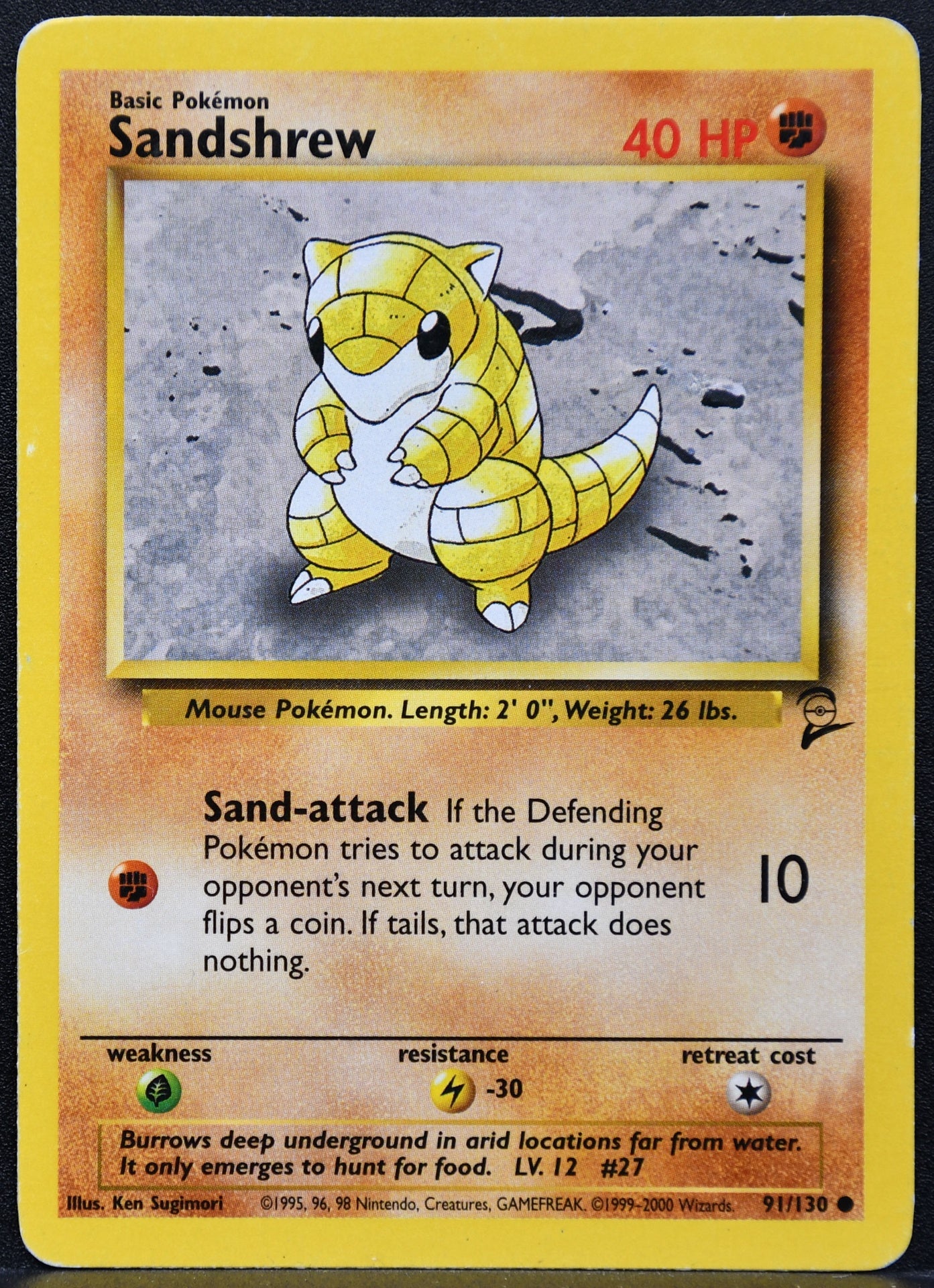 Pokemon TCG Sandshrew 91/130 Base Set 2 HP