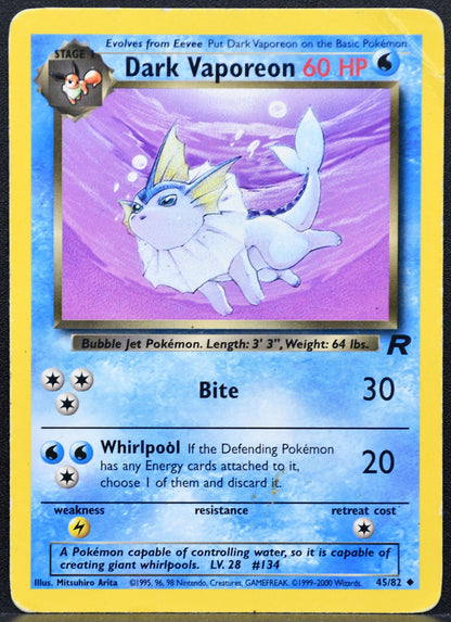 Pokemon TCG Dark Vaporeon 45/82 Team Rocket Damaged