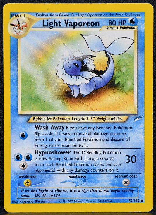 Pokemon TCG Light Vaporeon 52/105 Neo Destiny HP