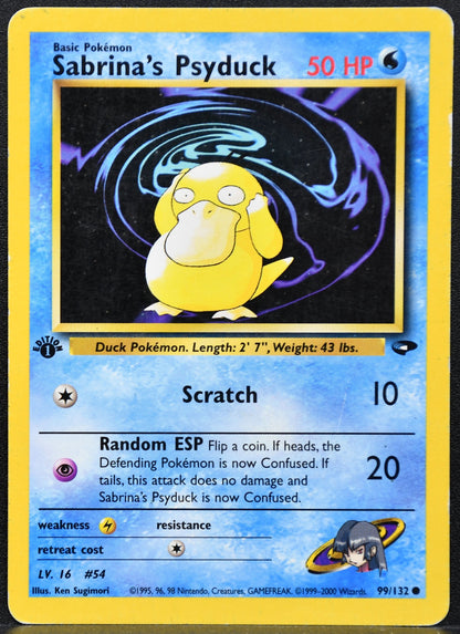 Pokemon TCG Sabrina's Psyduck 1st Edition 99/132 Gym Challenge HP