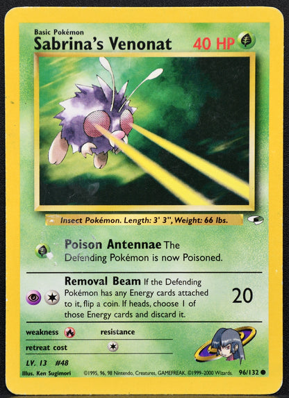 Pokemon TCG Sabrina's Venonat 96/132 Gym Challenge Damaged