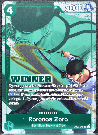 One Piece CG Roronoa Zoro EB02-019 R NM Promo Winner
