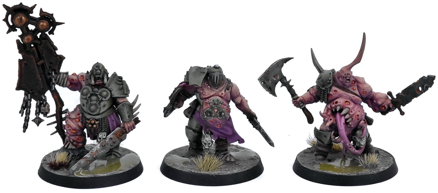 MAGGOTKIN OF NURGLE 3 Putrid Blightkings #1 WELL PAINTED Warhammer Sigmar 8435