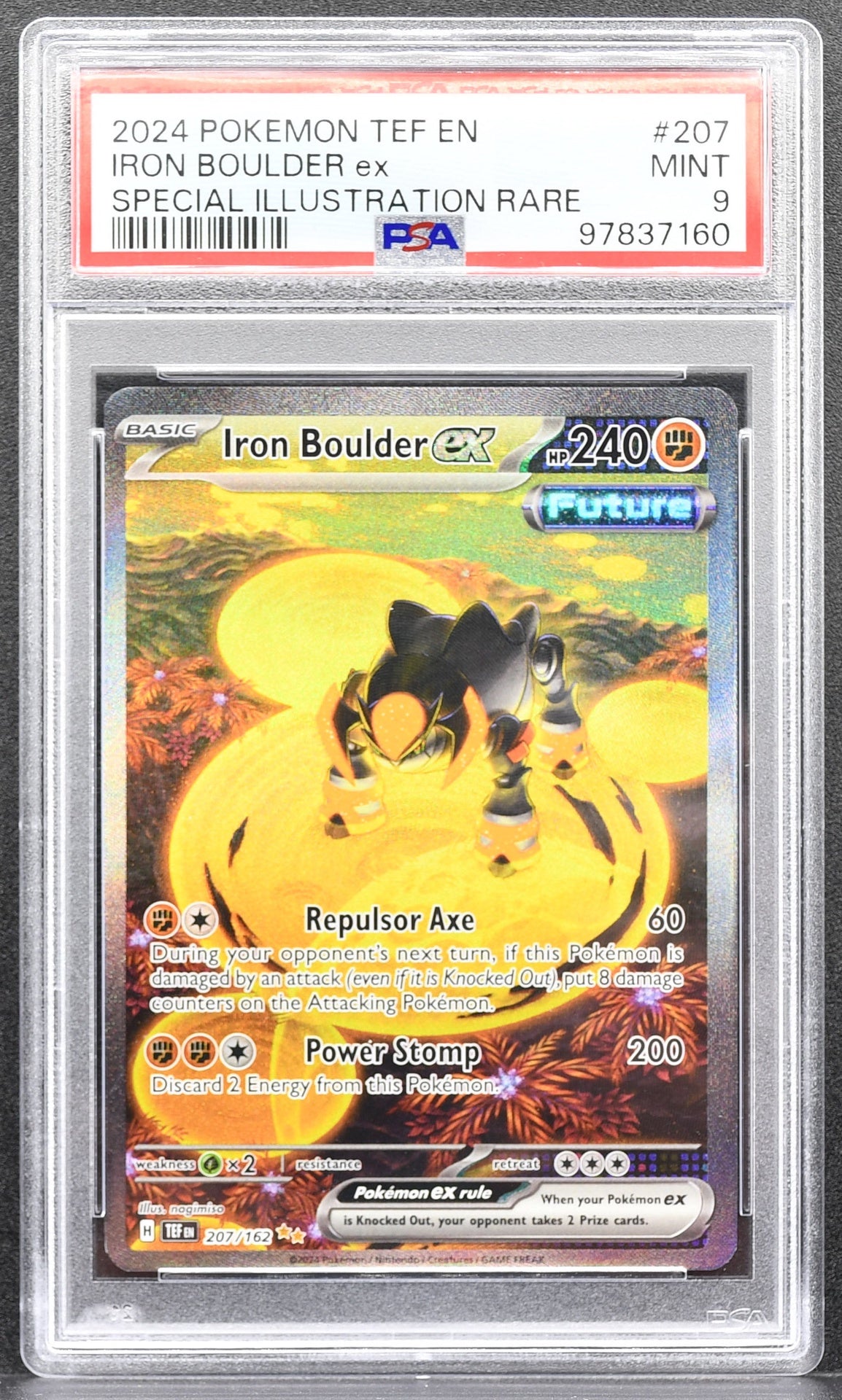 Pokemon TCG Iron Boulder ex 207/162 PSA 9 Temporal Forces Illustration Rare