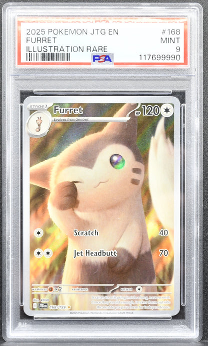 Pokemon TCG Furret 168/159 PSA 9 Journey Together Illustration Rare