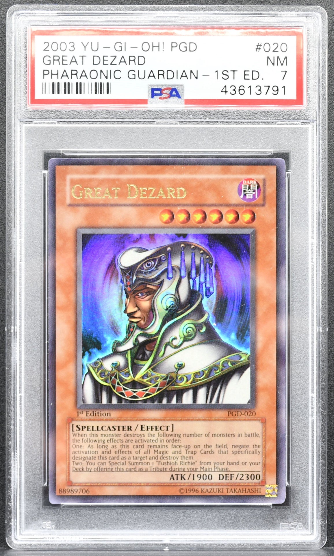 Yu-Gi-Oh Great Dezard PGD-020 PSA 7 Pharaonic Guardian 1st Edition