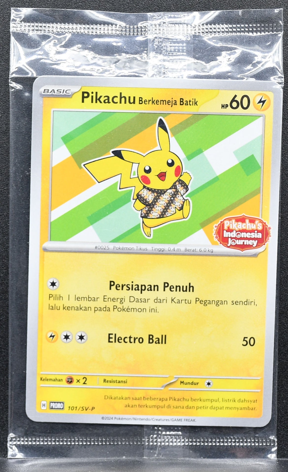 Pokemon TCG Pikachu Berkemeja Batik 190/SV-P NM Indonesian Promo Sealed