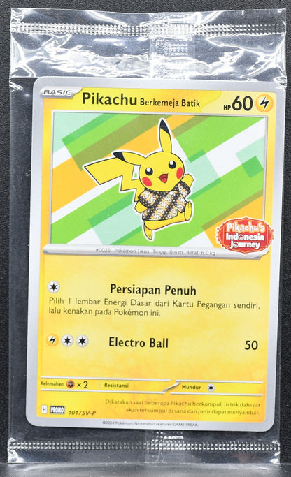 Pokemon TCG Pikachu Berkemeja Batik 190/SV-P NM Indonesian Promo Sealed