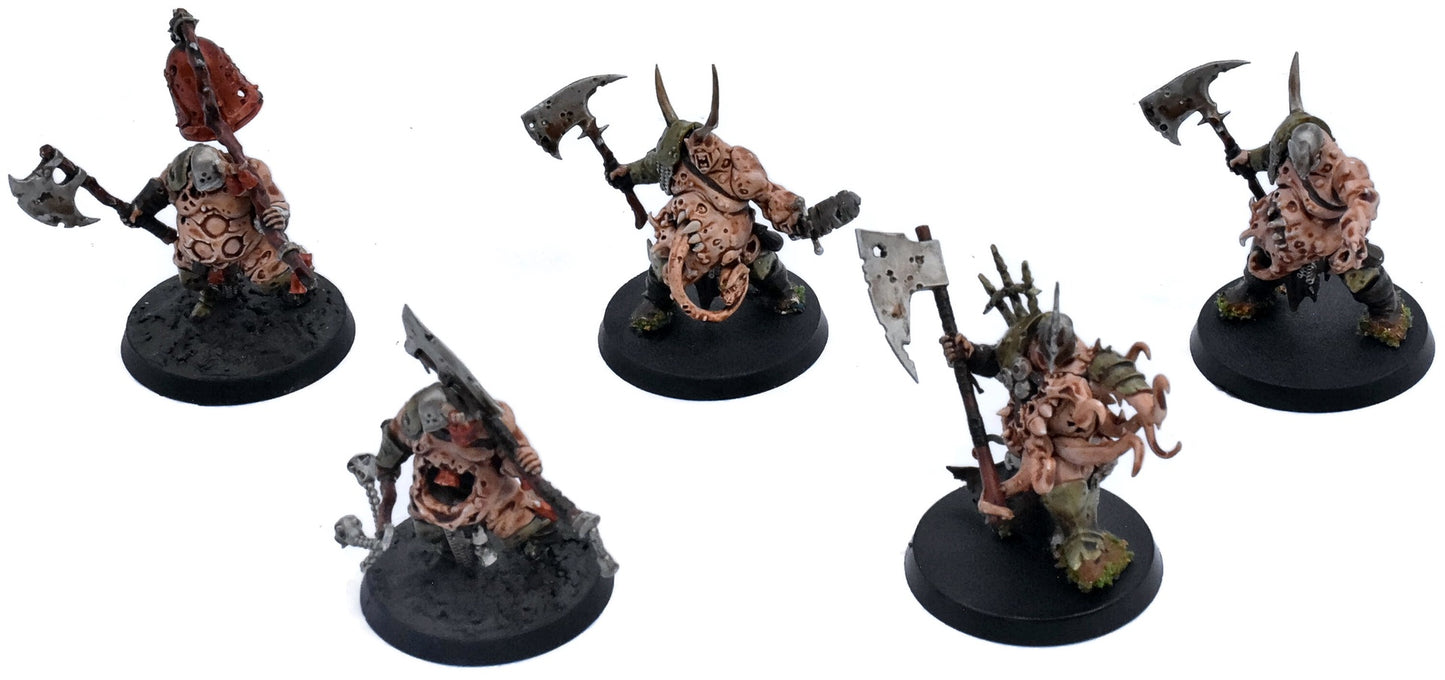 MAGGOTKIN OF NURGLE 5 Putrid Blightkings #1 WELL PAINTED Warhammer Sigmar 9876