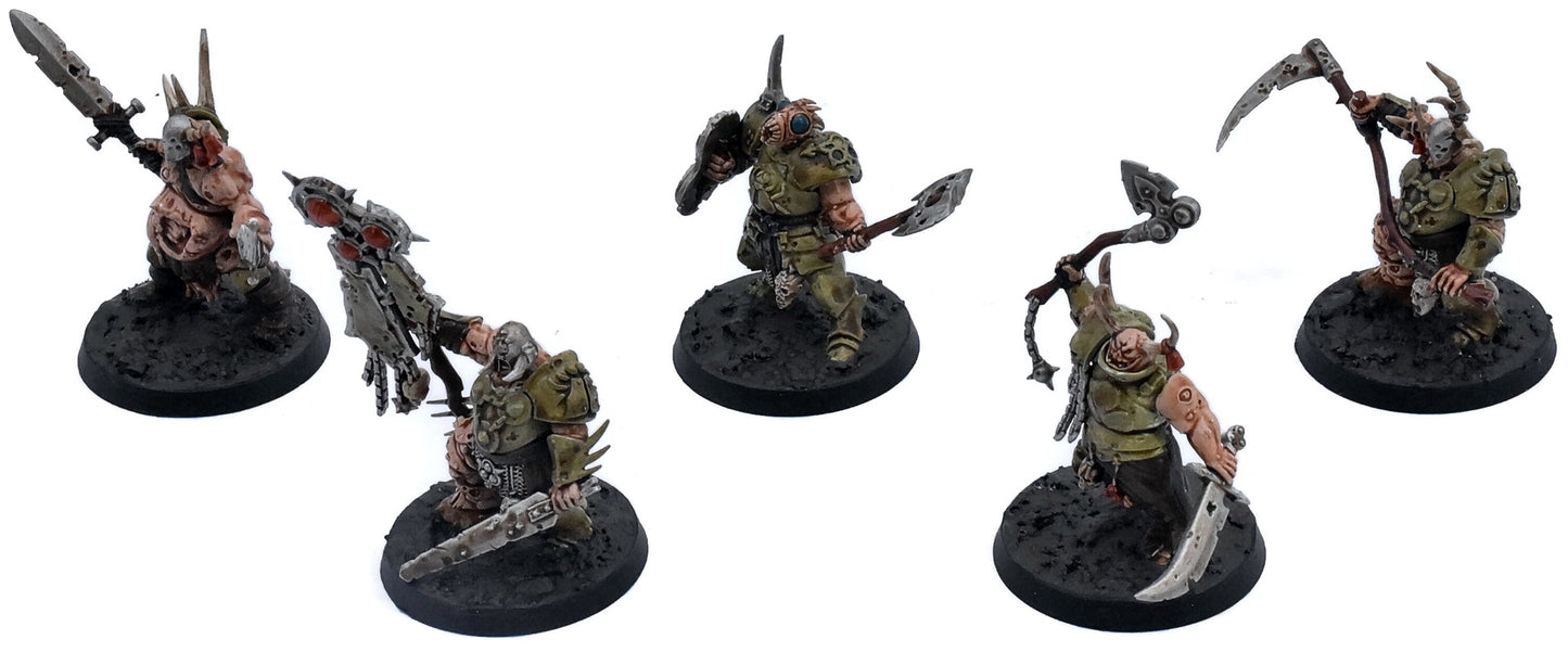 MAGGOTKIN OF NURGLE 5 Putrid Blightkings #2 WELL PAINTED Warhammer Sigmar 9883