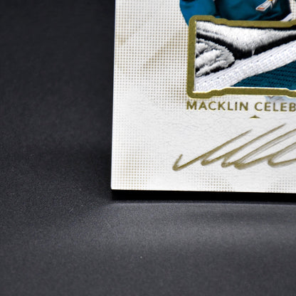 MACKLIN CELEBRINI 2024-25 UD THE CUP LOGOMARKS ROOKIE PATCH AUTO GOLD 10/10 RC