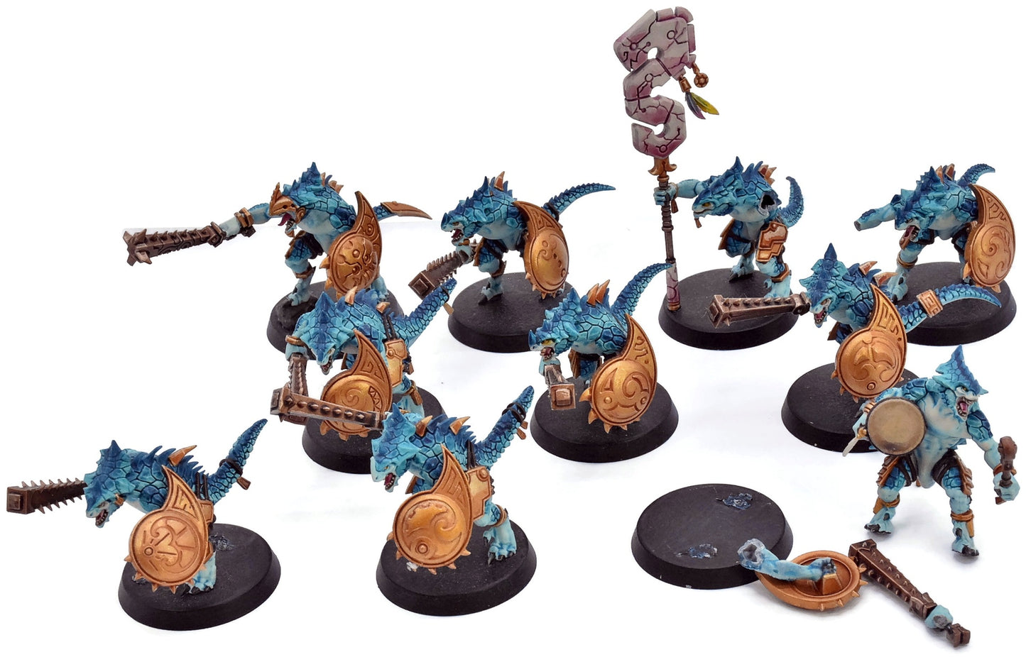 SERAPHON 10 Saurus Warriors #3 WELL PAINTED Warhammer Sigmar 5960