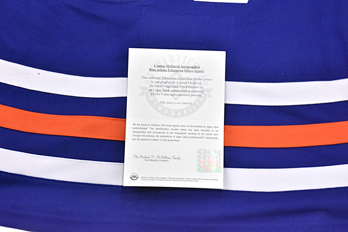Connor McDavid Autographed 2024 Edmonton Oilers Adidas Royal Blue Jersey (USED)