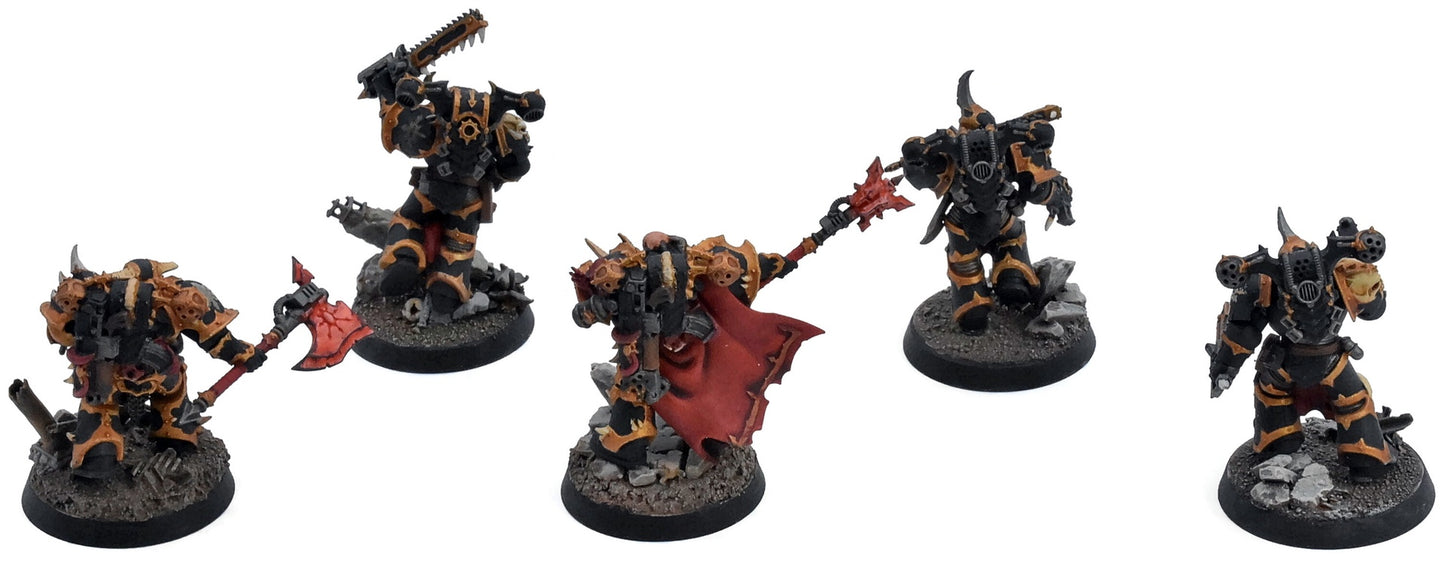 CHAOS SPACE MARINES 5 Chosen #2 WELL PAINTED Warhammer 40K 7308