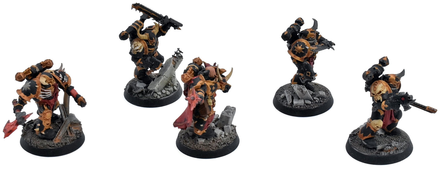 CHAOS SPACE MARINES 5 Chosen #2 WELL PAINTED Warhammer 40K 7308