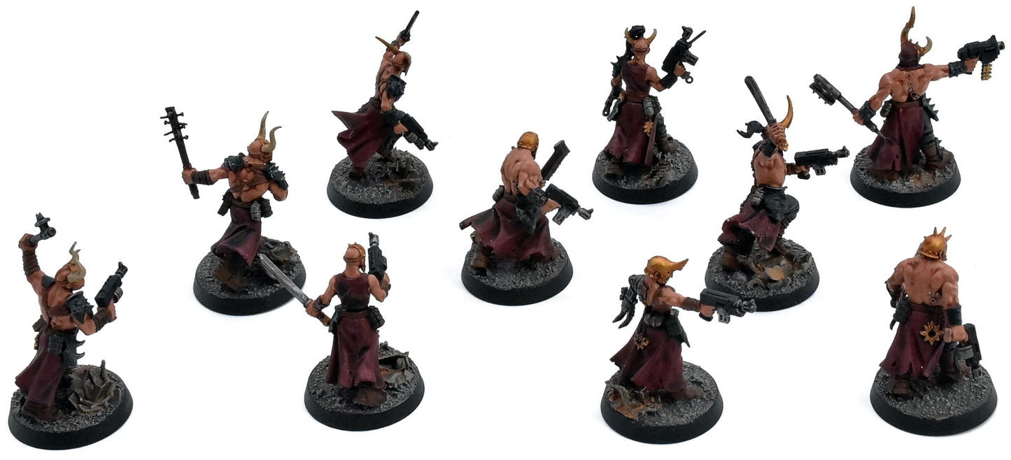 CHAOS SPACE MARINES 10 Chaos Cultists #1 WELL PAINTED Warhammer 40K 7360