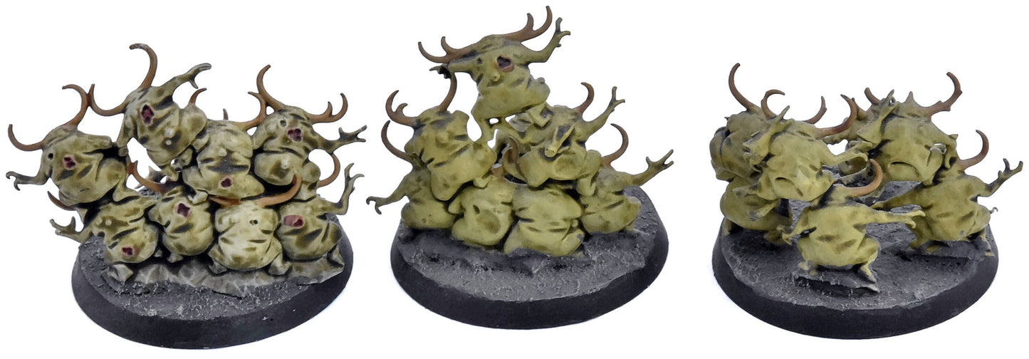 MAGGOTKIN OF NURGLE 3 Nurglings #2 Sigmar 3086 WELL PAINTED